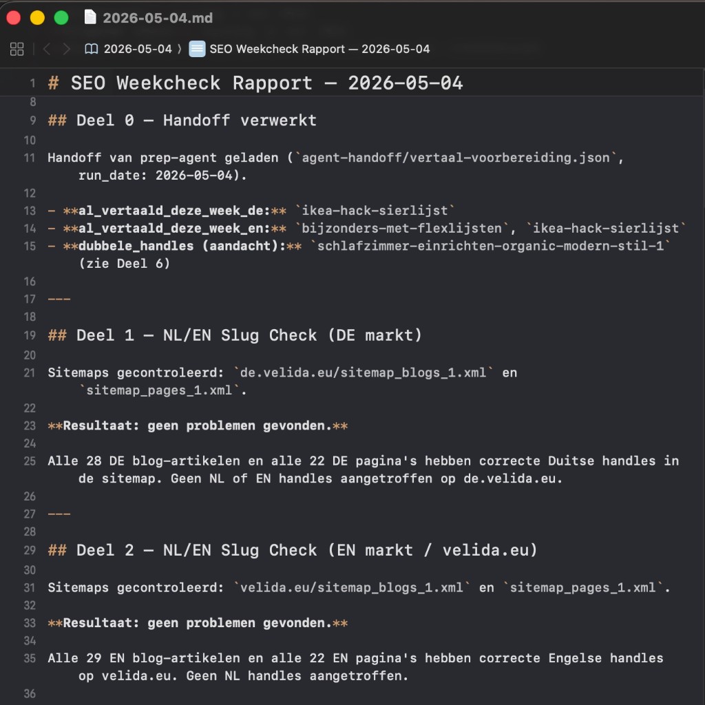 Wekelijks SEO-rapport